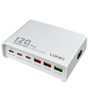 شارژر رومیزی ۶ پورت LDNIO Q605EU با توان مجموع ۱۲۰ وات