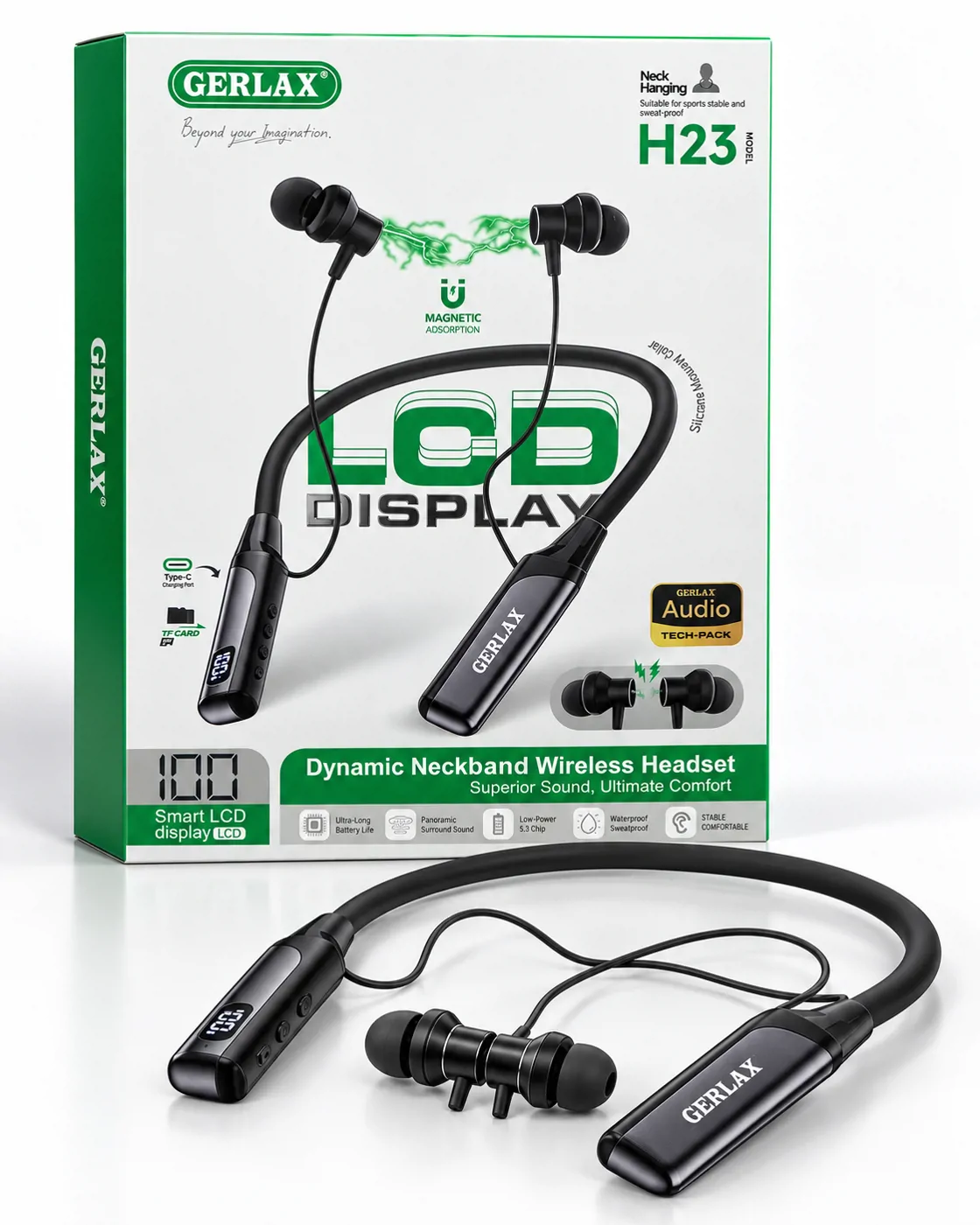 گوشکی بی سیم گردنی جرلکس GERLAX H23 با نمایشگر LCD تصویر 4
