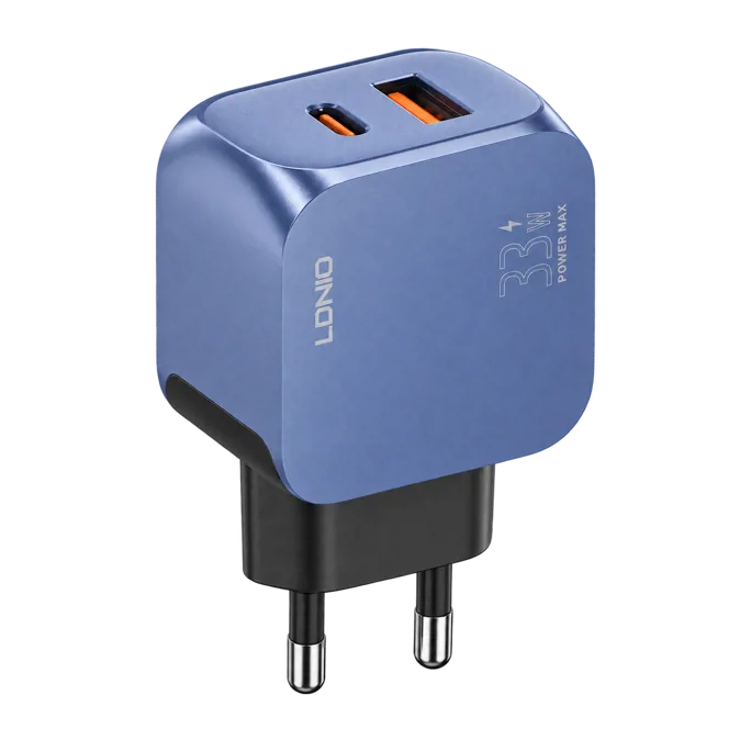 شارژر دیواری ۳۳ وات الدنیو LDNIO Q5 GaN سه‌درگاهی با USB-C، USB-A و لایتنینگ