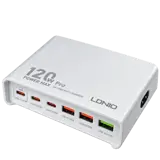 شارژر رومیزی ۶ پورت LDNIO Q605EU با توان مجموع ۱۲۰ وات تصویر کوچک 1