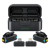 میکروفون یقه‌ای بی‌سیم دو نفره Porodo Orion مدل PDLAMPHF75BK با گیرنده USB-C و Lightning تصویر کوچک 3