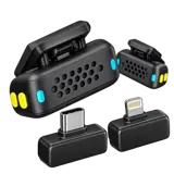 میکروفون یقه‌ای بی‌سیم دو نفره Porodo Orion مدل PDLAMPHF75BK با گیرنده USB-C و Lightning تصویر کوچک 2